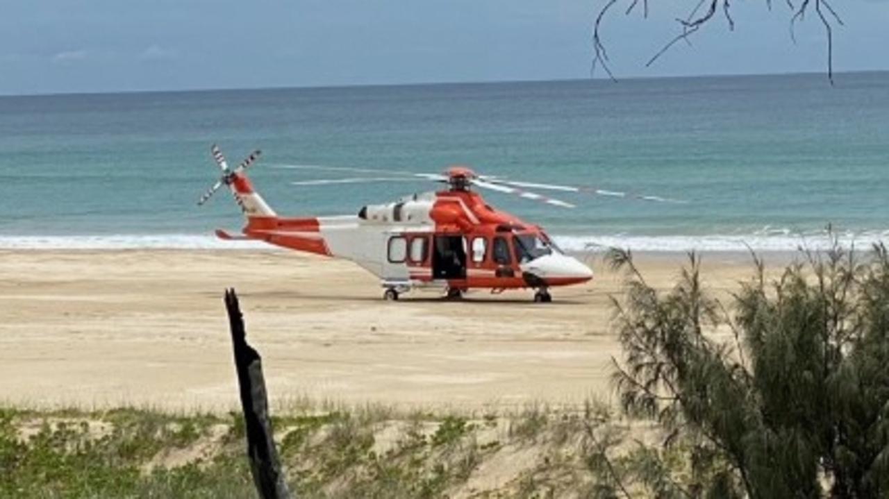 The Sunshine Coast RACQ LifeFlight Rescue helicopter airlifted a man from Fraser Island after he was injured in a motor vehicle incident on December 26. Picture: LifeFlight