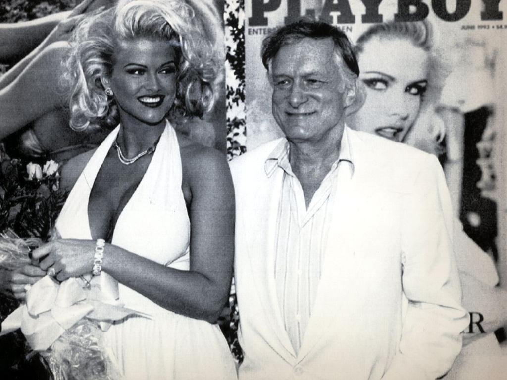 <p>Anna Nicole Smith with Hugh Hefner</p>