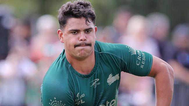 Latrell Mitchell has been helping Souths younger players prepare for the grand final against Penrith. Picture: Russell Freeman/Getty Images