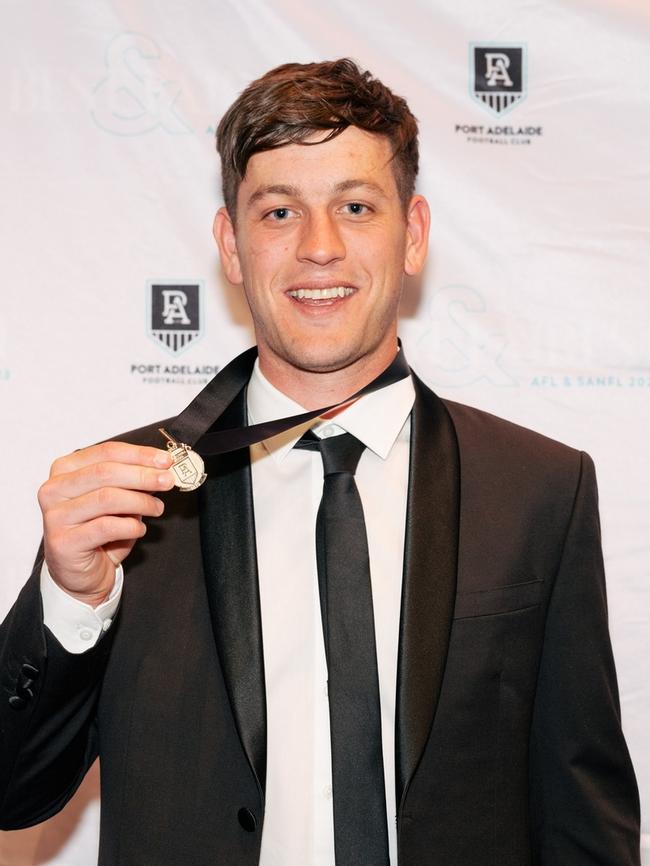 Zak Butters after winning the John Cahill Medal last year. Picture: PAFC