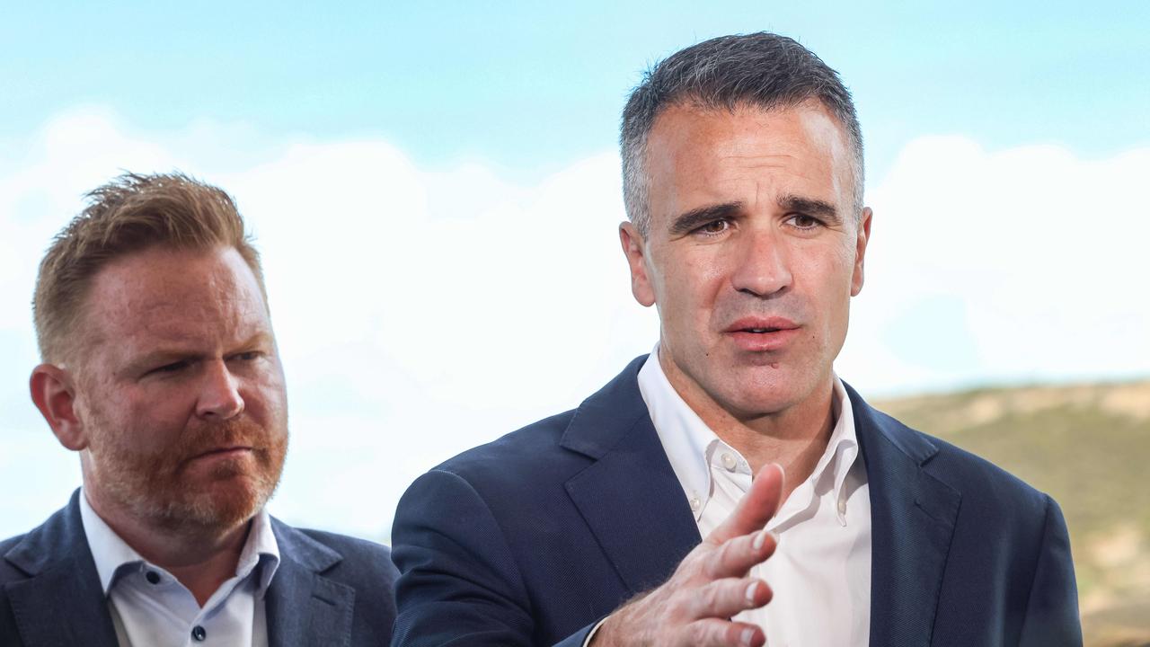 Premier Peter Malinauskas with Labor’s successful Black candidate Alex Dighton in Hallett Cove on Sunday. Image/Russell Millard Photography