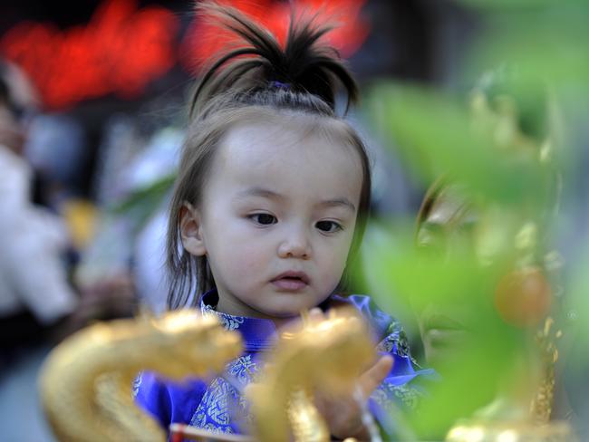 Sam Le-Clapin, 23 months, at the seven dragon wishing well.