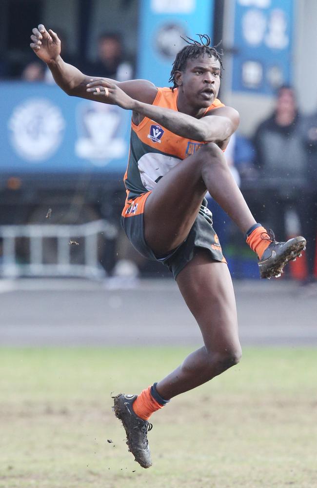 Senior Football GFL: Geelong West v Leopold. Geelong West 58 Emmanuel Ajang Picture: Mark Wilson