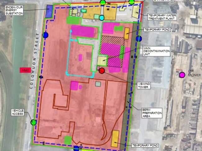 A  map of the worksite on Grand Avenue in Camellia .