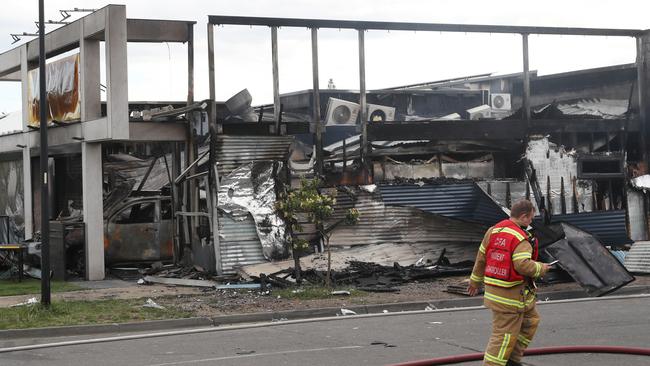 Scene of a fire bombing at a convenience store in Mickleham. Sunday, October 27. 2024. Picture: David Crosling