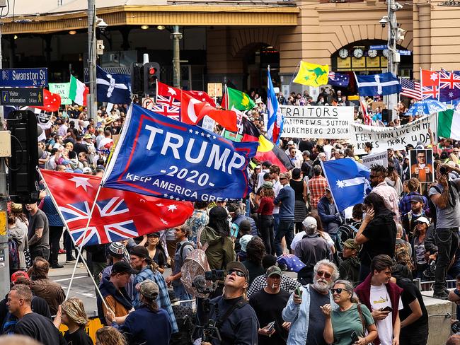 Protesters have been rallying against the state’s vaccine mandate and pandemic bill legislation. Picture: NCA NewsWire / Ian Currie