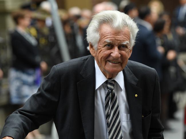 Former prime minister Bob Hawke after the funeral. Picture: AAP/David Moir