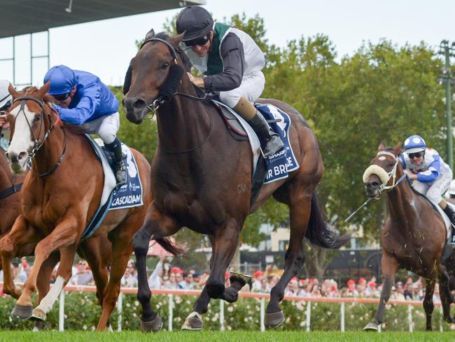 Mr Brightside (NZ) ridden by Luke Currie wins the The Sharp EIT ALL-STAR MILE at Moonee Valley Racecourse on March 18, 2023 in Melbourne, Australia. (Photo by Reg Ryan/Racing Photos via Getty Images)