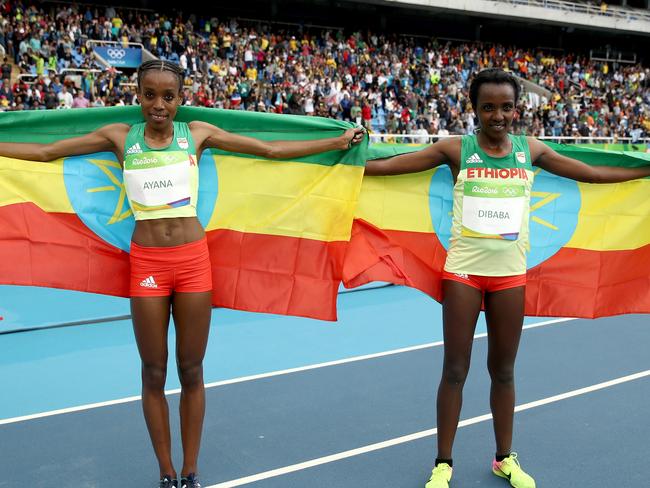 Her teammate Tirunesh Dibaba came third. Picture: Cameron Spencer/Getty Images.