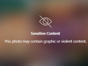 Instagram slapped a 'sensitive content' warning on the footage.