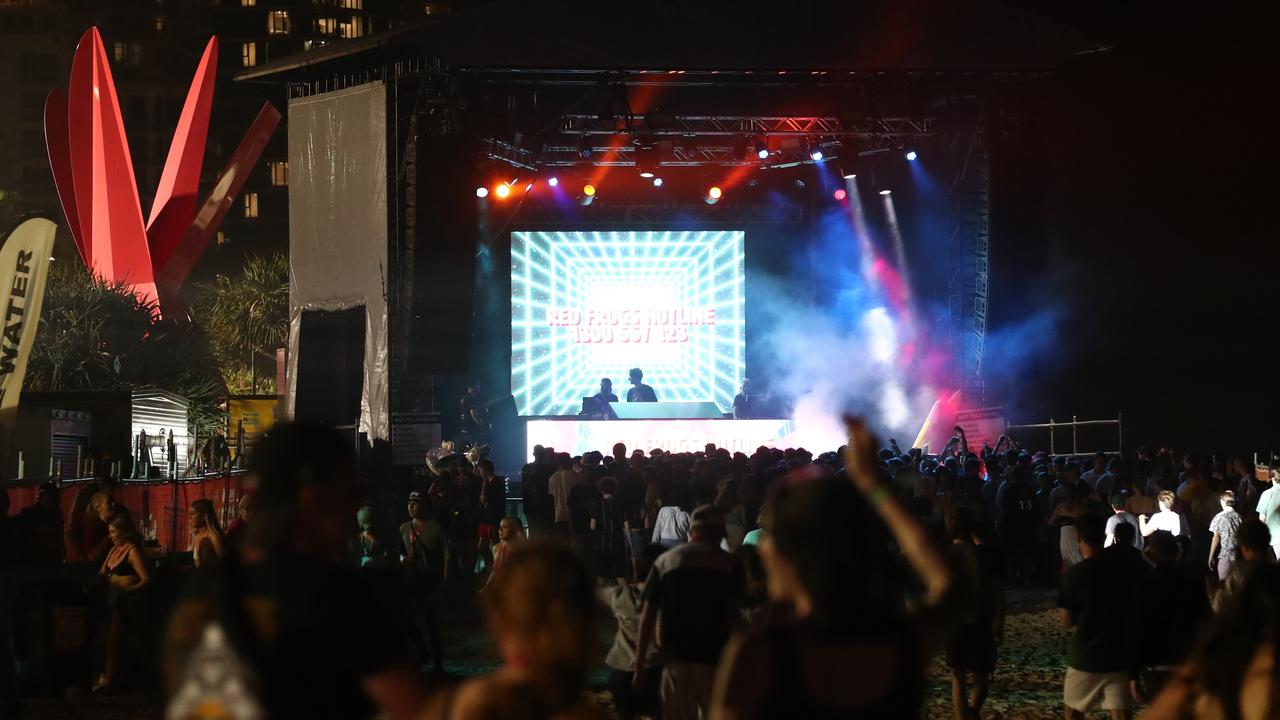 Schoolies on Gold Coast : Schoolies at Surfers Paradise on the Gold Coast on Sunday. Picture: Jason O'Brien