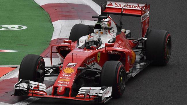 Ferrari‘s Sebastian Vettel drives his car during Mexican Grand Prix practice.