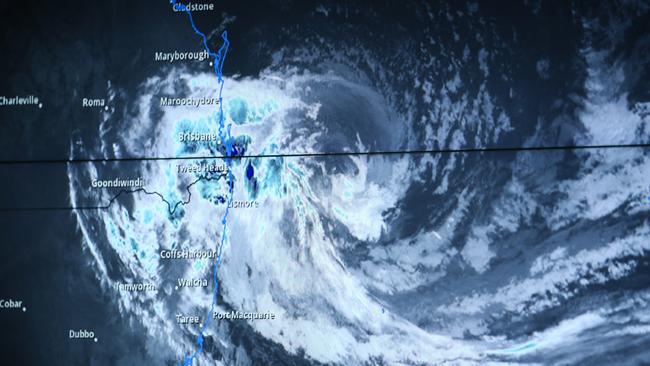 A view of current status of Tropical Cyclone Alfred and impacts for NSW at the SES HQ in Sydney. Picture: NewsWire/ Gaye Gerard