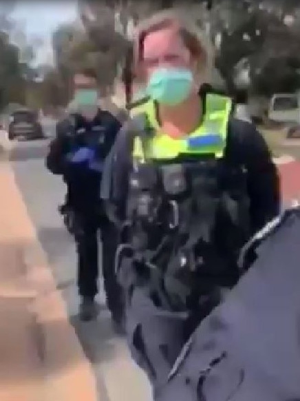 A man in Victoria hurls an expletive-laden rant at police officers.