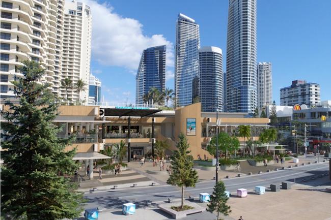 Artist impression of the proposed redevelopment of the Paradise Centre in Surfers Paradise on the Gold Coast.