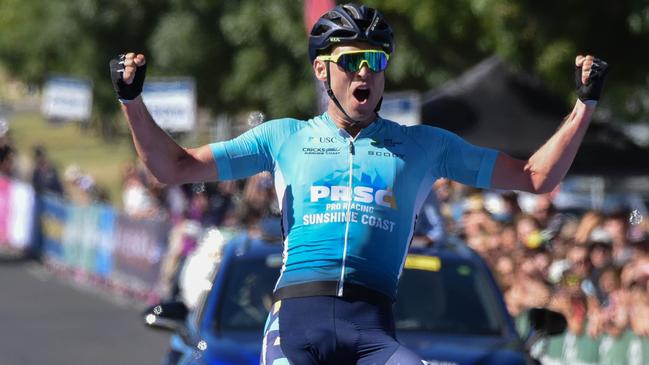 Michael Freiberg wins the national road championships. Picture: Ian Wilson 