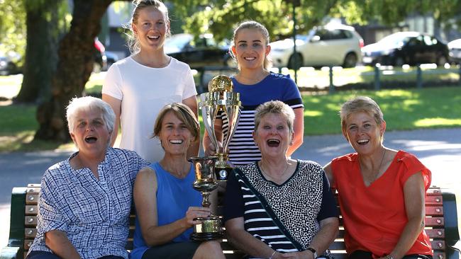 Lyn Larsen (front right) joins Australian captains past and present ahead of the latest World Cup in the UK.