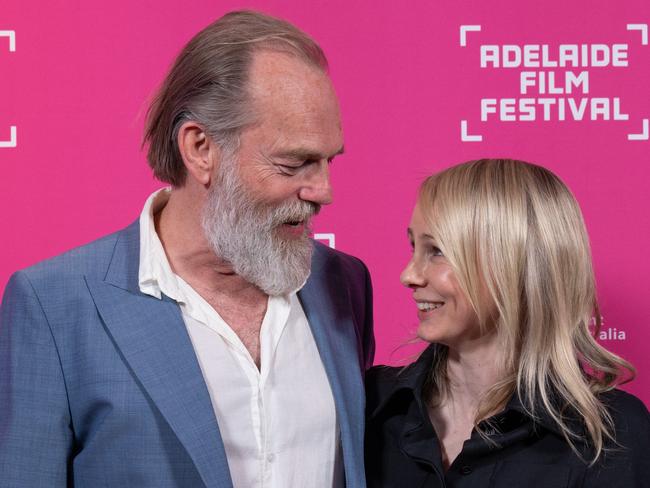 October 18, 2023: Hugo Weaving and Kitty Green at the Adelaide Film Festival AFF opening night featuring the premiere of The Royal Hotel at Piccadilly Cinema. Photo: Naomi Jellicoe