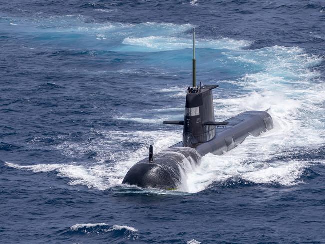 DARWIN, AUSTRALIA - SEPTEMBER 05: In this handout image provided by the Australian Defence Force, Royal Australian Navy submarine HMAS Rankin is seen during AUSINDEX 21, a biennial maritime exercise between the Royal Australian Navy and the Indian Navy on September 5, 2021 in Darwin, Australia. Australia, the United States and the United Kingdom have announced a new strategic defence partnership - known as AUKUS - to build a class of nuclear-propelled submarines and work together in the Indo-Pacific region. The new submarines will replace the Royal Australian Navy's existing Collins submarine fleet. (Photo by POIS Yuri Ramsey/Australian Defence Force via Getty Images)