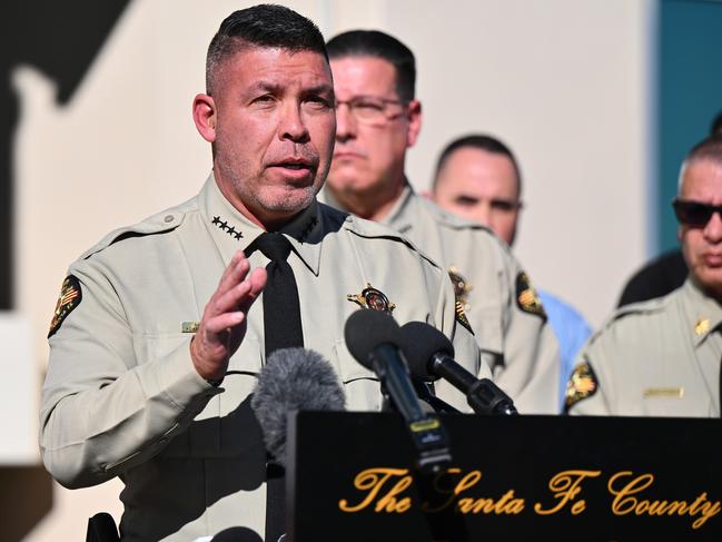 Santa Fe County Sheriff Adan Mendoza speaks during a press conference on the investigation into the tragedy in February. Picture: Sam Wasson/Getty Images