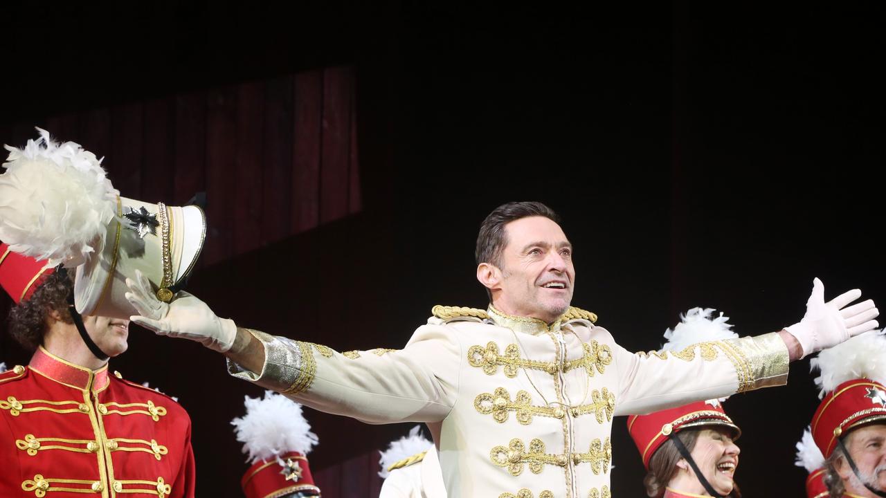 Hugh Jackman during his final curtain call for the hit revival of "The Music Man" on Broadway at The Winter Garden Theater on January 15, 2023 in New York. Picture: Getty