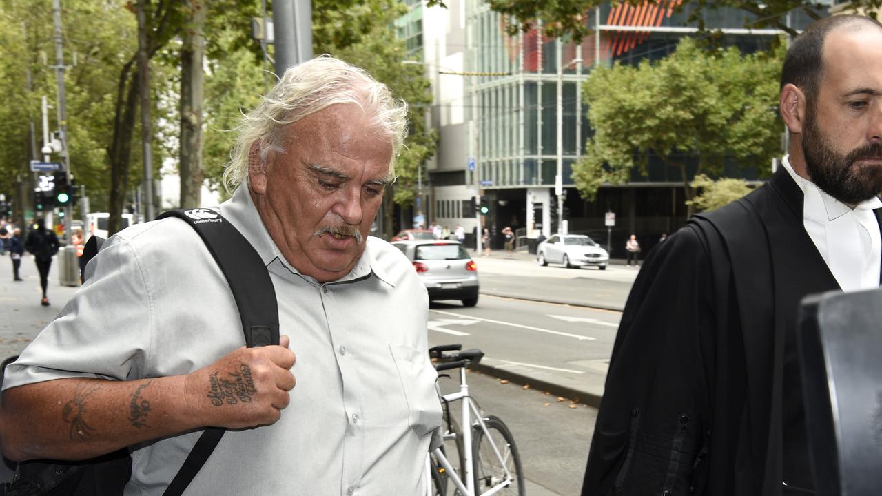 Jeffrey ‘Joffa’ Corfe, former leader of the Collingwood AFL cheersquad, leaves the County Court in Melbourne after pleading guilty to sexual penetration of a child under 16. Picture: NCA NewsWire/Andrew Henshaw