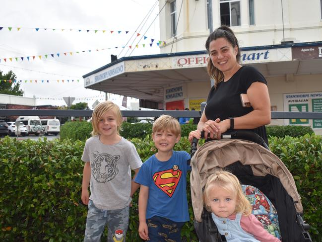 The Gardiner family: Natalie with kids Levi, Dillon and Mirah at the Apple and Grape Festival 2024 on Saturday 24 Feb