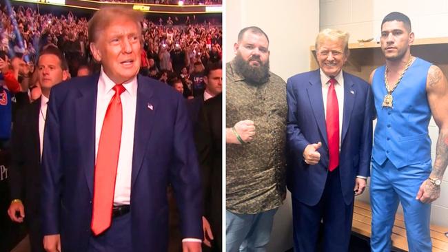 Donald Trump made a splash at the UFC and also posed with Alex Pereira. Photo: Main Event, Foxtel.