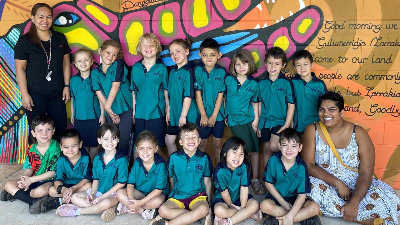 WOODROFFE PRIMARY SCHOOL Grevillea 3 BACK ROW (L-R): Mirisol Smith (Transition Support Person) Isabella Drew, Mia Keen, Tobias Hall, Payton Hamlyn, Kris Poore, Natalie Player, Lachlan Cubillo, James Hallas. FRONT ROW (L-R): Jack Abbott, Noah Meade, Victoria Cheesman, Daisy Williams, Jias Berthlesen, Zi Rui Loh, Emmett Gibbett, Michelle Corera (Classroom teacher). Picture: Woodroffe Primary School