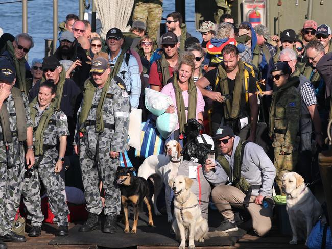 300 evacuees are arriving by boat to Hastings.This time HMAS Choules will go to the port HMAS Cerberus and the people will be transferred ( out in the water some distance from shore )  to smaller boats which will then come to the port.Picture by Wayne Taylor 8th January 2020