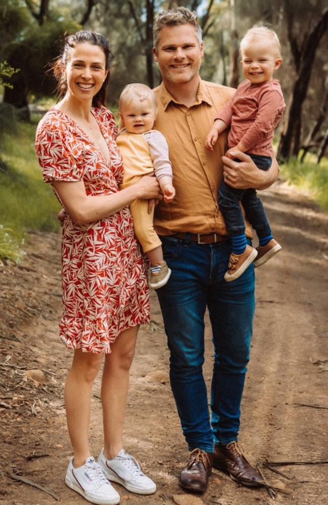 Lisa Barnett with husband Dylan Craw and their children Edwina and Barnaby. Picture: Supplied