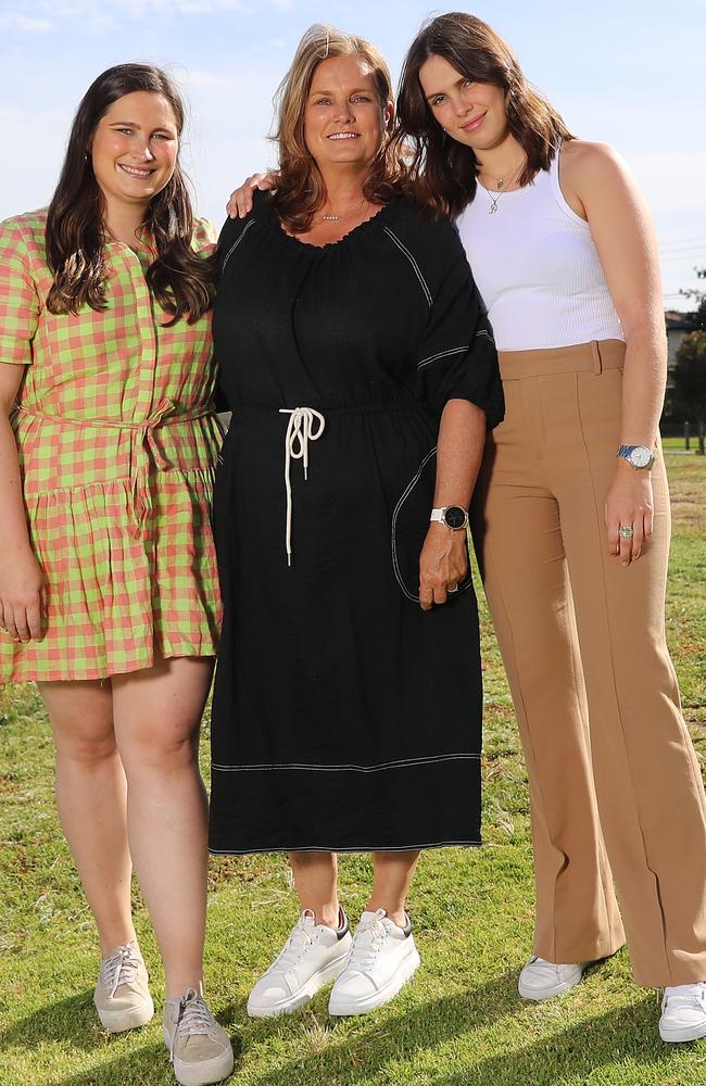 Anita Frawley with daughters Chelsea and Danielle. Picture: Alex Coppel