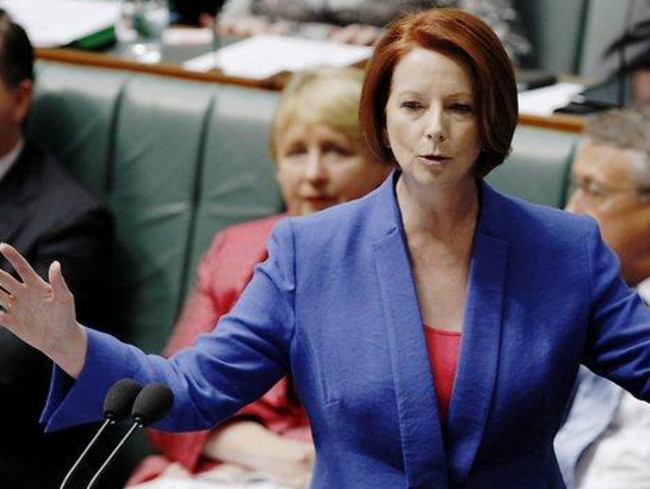 Julia Gillard during her famous misogyny speech. Picture: News Limited