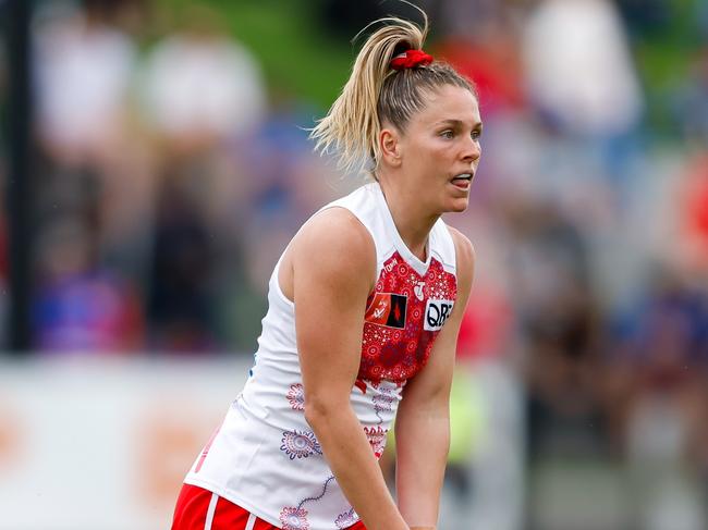 Wearing the Swans’ Pride guernsey carries extra meaning for Steane. Picture: Dylan Burns/AFL Photos via Getty Images