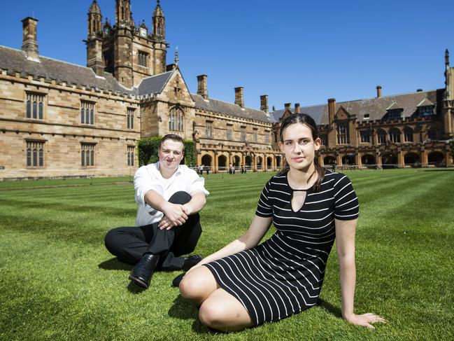 09/12/2018: (L-R) Students for Liberty treasurer Jack Abadee and university student Madeline King (starting in Feb) are concerned about free speech in Australia. Photographed at Sydney University on Sunday afternoon. Hollie Adams/The Australian