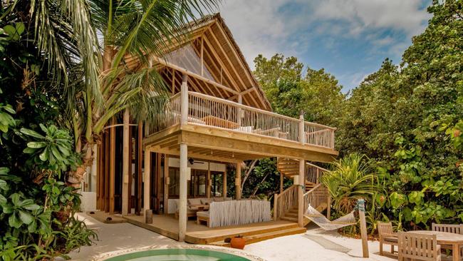 A two-bedroom Crusoe Villa at Soneva Fushi in The Maldives.