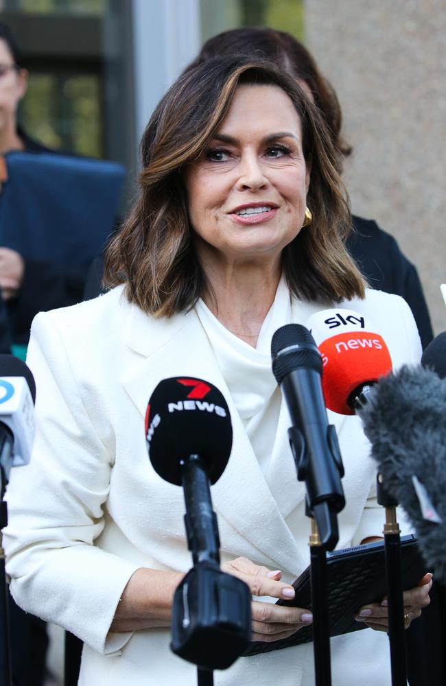 Ms Wilkinson addressing the media after Justice Michael Lee handed down his judgment following a defamation trial between Bruce Lehrmann and Network 10 over Brittany Higgins’ rape allegation. Picture: NCA Newswire / Gaye Gerard