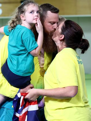 Daniel Repacholi celebrates with his family.