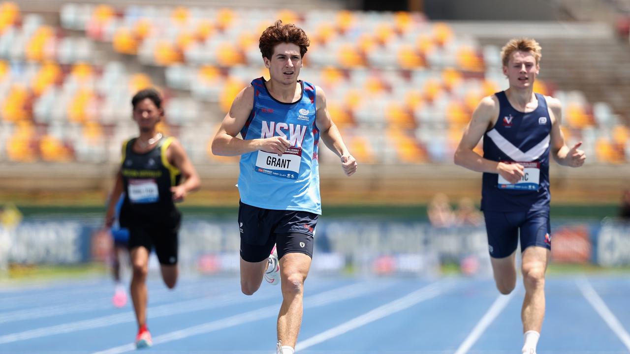 Chase Grant of New South Wales competes in the Boys' 400m heats during the 2024 Chemist Warehouse Australian All Schools Athletics Championship (Photo by Cameron Spencer/Getty Images)