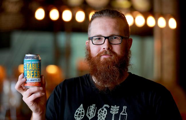 Australian Brewery head brewer Dan Shaw with the Sydney Beer Week's official beer, Table Beer. Pictures: Angelo Velardo