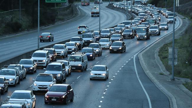 Delays on the South Eastern Freeway this morning following truck fire. Pic Tait Schmaal.