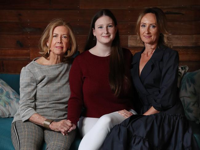 Maureen Vaughn, Josie Larkin and Maryanne Larkin are the mother, daughter and wife of R U OK? founder Gavin Larkin, who died of cancer eight years ago. Picture: Richard Dobson