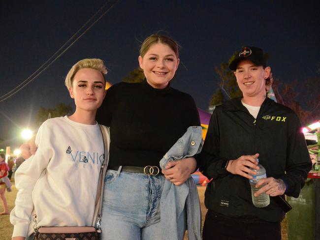 Kaylem Mitchell, Kayla Pryor and Skye Norman at the Charters Towers Show. Picture: Trudy Brown