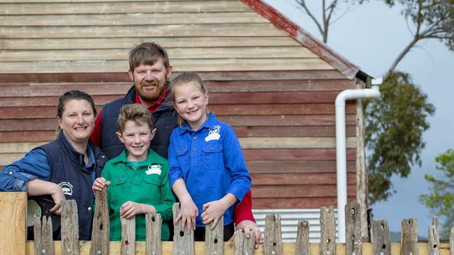 McIvor Farm Foods is run by Belinda and Jason Hagan, pictured with their two children Hannah and Eric. Picture: Zoe Phillips