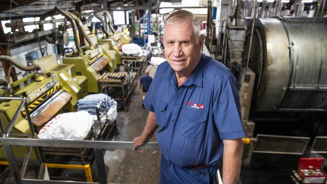 Lindsay Packer, of Packer Leather, at the family's Narangba tannery. Picture: Lachie Millard