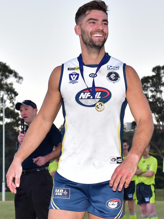 Nick Riddle claims the inter-league best on ground award in 2019. Picture: Stephen Harman