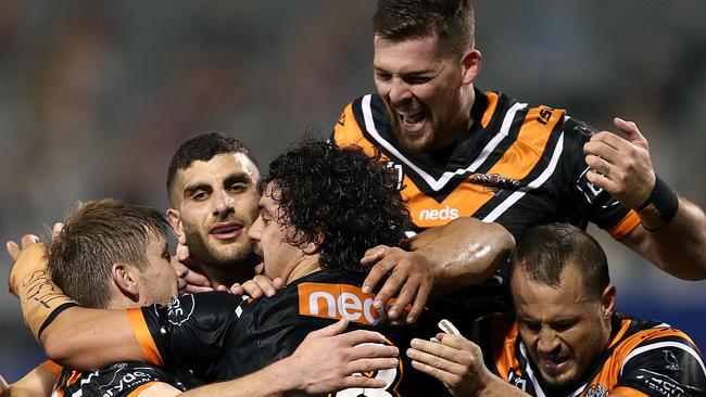 The Tigers blew the Cowboys away in the first half, scoring 34 unanswered points. Picture: AAP.