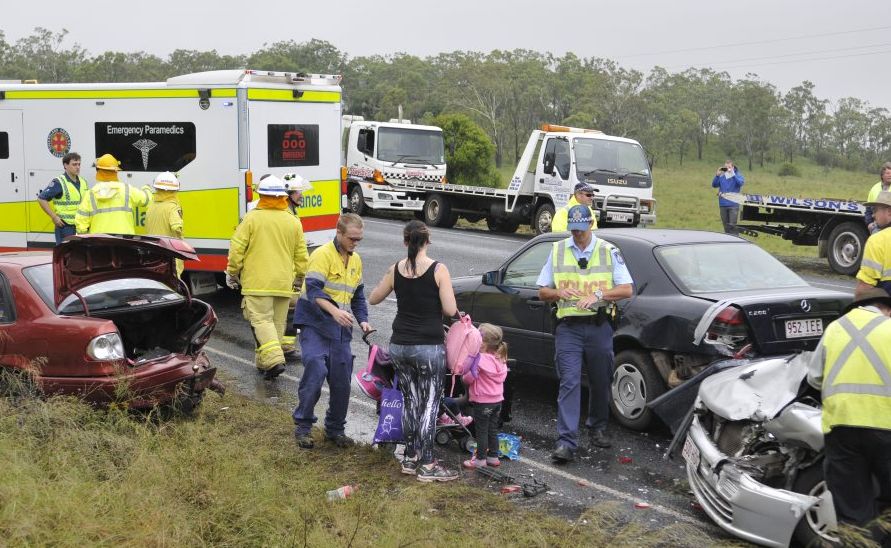 Five car crash Warrego hwy near Gowrie Junction turn. Photo Dave Noonan / The Chronicle. Picture: Dave Noonan