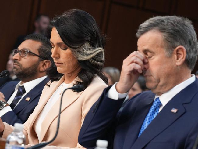 FBI Director Kash Patel, Director of National Intelligence Tulsi Gabbard, and Central Intelligence Agency Director John Ratcliffe, appear during a Senate Committee on Intelligence Hearing. Picture: Getty Images