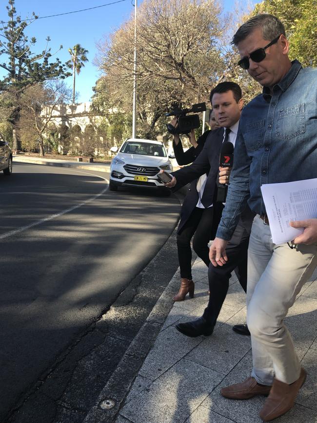 Matthew Hanks leaves Wollongong police station after he was charged on August 21. Picture Madeline Crittenden.